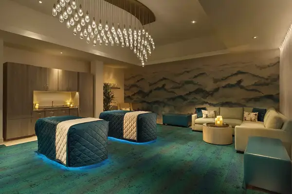 Massage tables and elegant lighting at Bellagio Spa