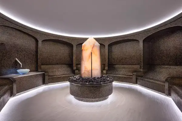 The Crystal Room at Awana Spa, featuring a large illuminated crystal structure 