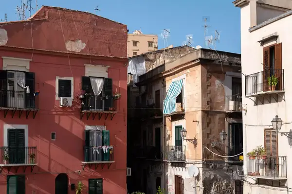 Buildings with terraces in Sicily