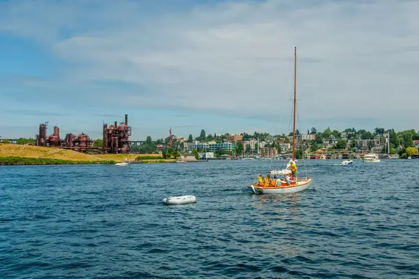 View of Gas Works Park from Lake Union in Seattle