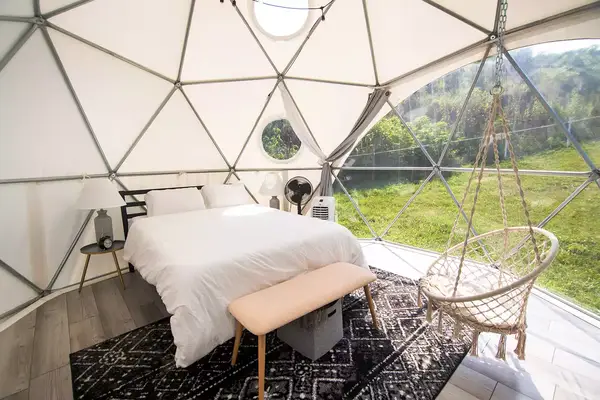 Interior of the Smoky Mountains Glamping Dome