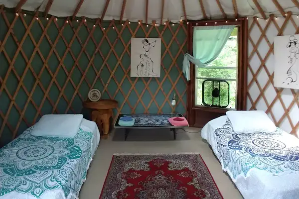 Interior of the Eco-Chic Mountain Zen Yurt (Balinese), Maryville, Tennessee, United States