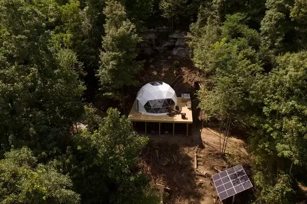 Aerial view of the Luxury Glamping Geodesic Dome, Altamont, Tennessee, United States
