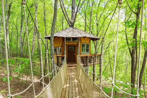 Exterior of Stamish Castle at Treehouse Mountain, Copperhill, Tennessee, United States