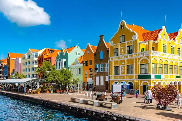 Willemstad embankment in Curacao, Caribbean.