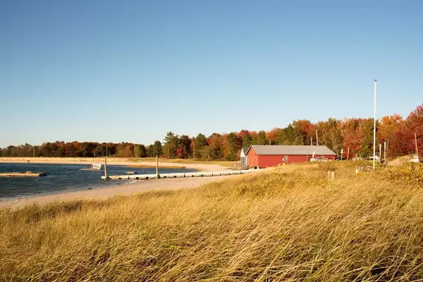 Ferry Beach in Scarborough Maine as the foliage changes in fall