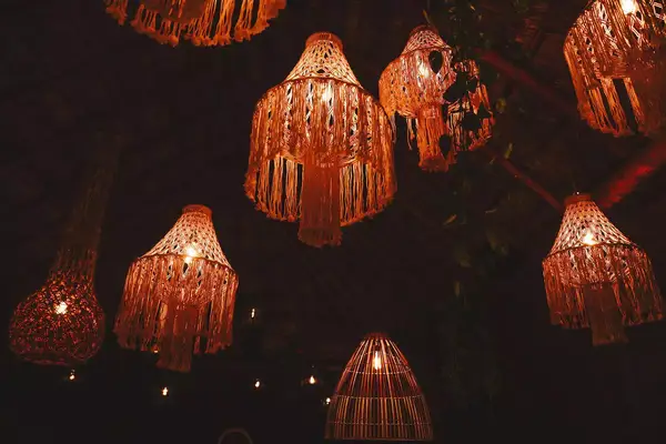 All of the lanterns that light up La Isla Secreta, the secret bar at Rosewood Mayakoba