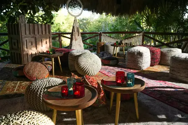 The tables at La Isla Secreta, the secret bar at Rosewood Mayakoba