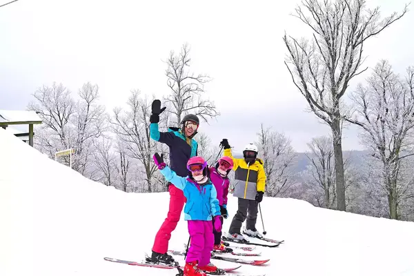 Family of skiers at Mad River Mountain, Ohio