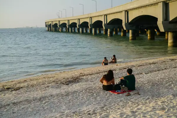 Tourists enjoy the beaches of Puerto Progreso on the Yucatan Peninsula 