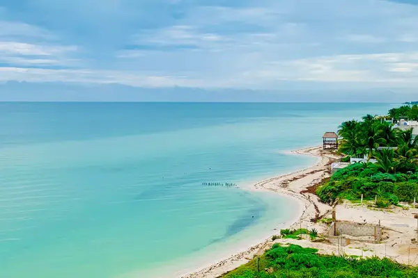 Beach, sea and sky of the Yucatecan coast in Chicxulub