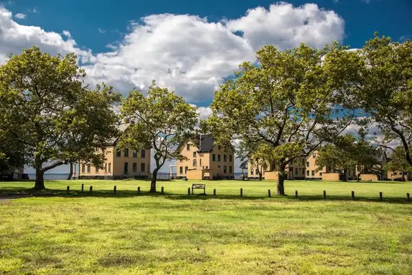 Buildings and trees in Sandy Hook