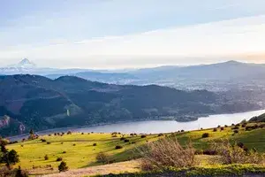Aerial landscape of Hood River, Oregon