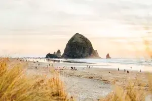 People at Haystack Rock