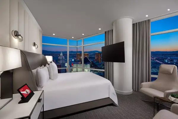 Interior of the bedroom in the SKYVILLAS at ARIA