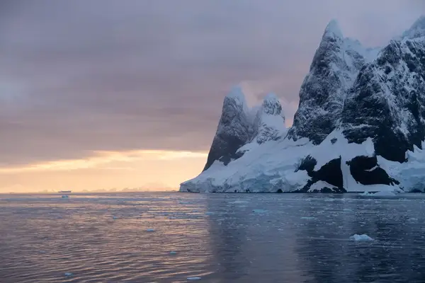 Icebergs at sunrise in Antarctica