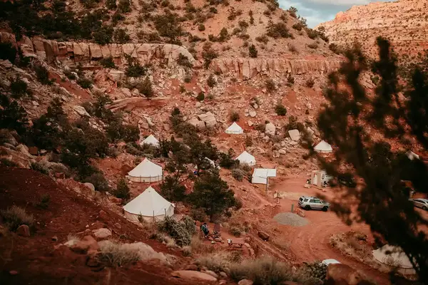 Glamping yurts on a mountain at Zion Glamping Adventures