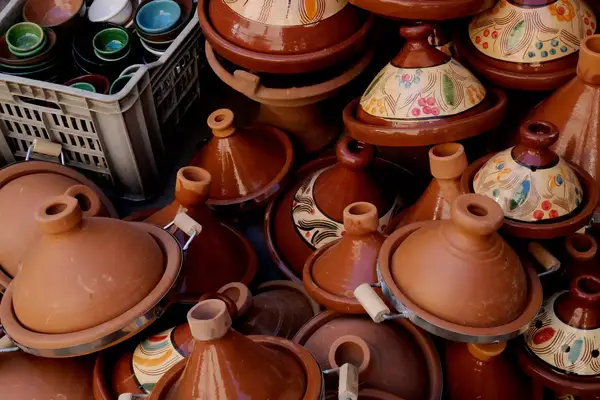 Tagine dishes being sold in Marrakech