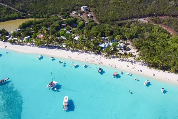 Aerial view of White Bay, Jost Van Dyke, British Virgin Islands