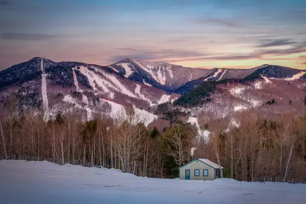Twilight on the ski slopes of Whiteface Mountain in Wilmington, New York, the Adirondacks
