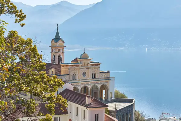 View of the Sanctuary of the Madonna del Sasso, in Ascona, Switzerland.