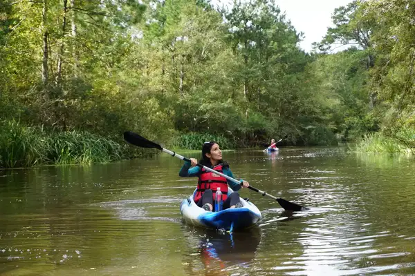 Two people kayaking
