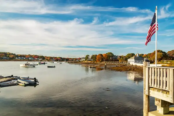 The view of the coastline during the fall in Camp Ellis, Saco, Maine