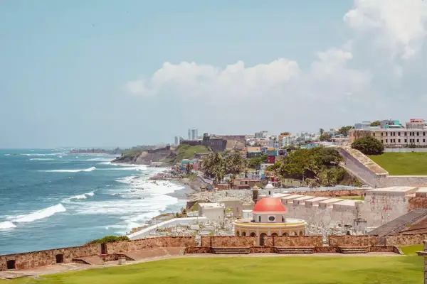 View of the coast line along Old San Juan