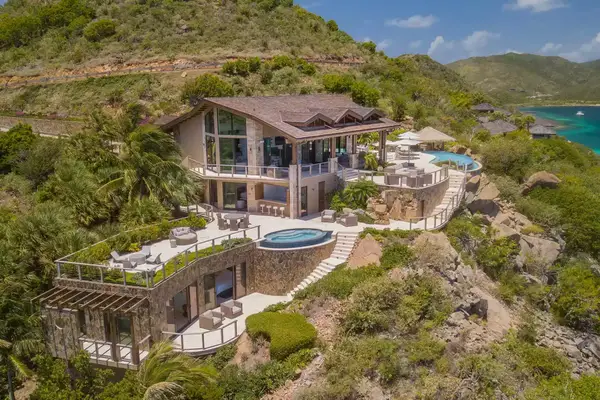 Aerial view of villa at Oil Nut Bay