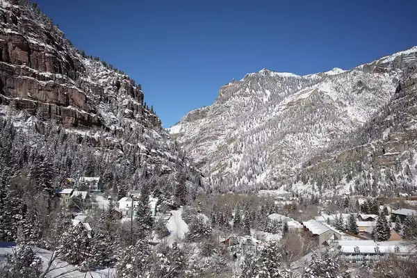 Ouray town view from the 550 highway road in Ouray, Colorado