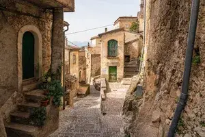 The historic center from the beautiful village of Pesche, in the Province of Isernia, Molise, Italy.