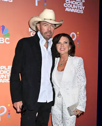 toby keith and trisha lucas at the 2023 peoples choice country awards held at the grand ole opry house on september 28, 2023 in nashville, tennessee photo by tammie arroyovariety via getty images