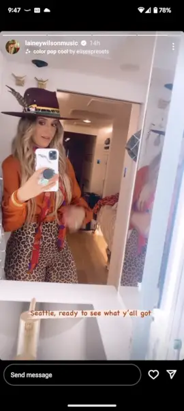 lainey wilson bathroom selfie