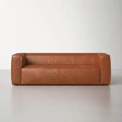 Leather Tuxedo Arm Sofa