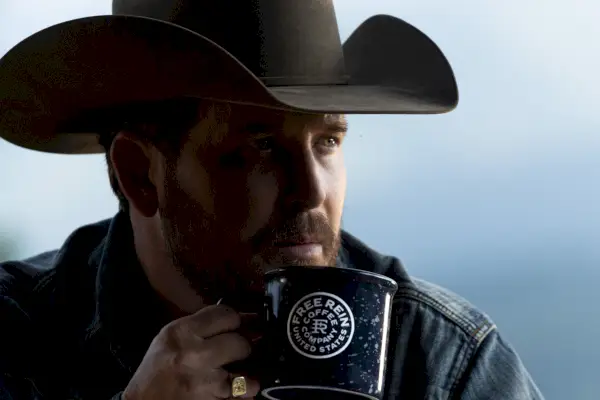 a couple of men riding horses with a herd of cattle behind them