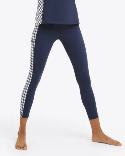 Panel Leggings in Navy Gingham