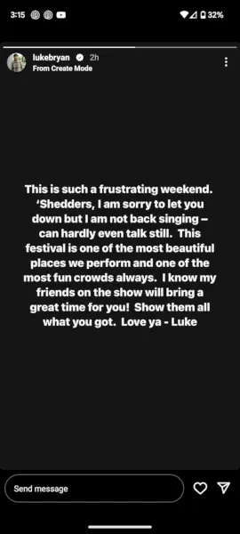 luke bryan instagram statement