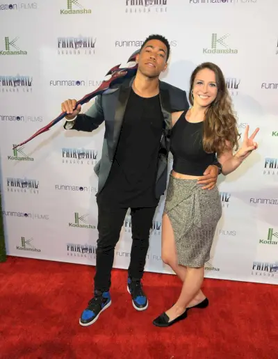 hollywood, ca august 10 actors kevin mimms and emily gaither attend the fairy tail dragon cry premiere at the montalban on august 10, 2017 in hollywood, california photo by charley gallaygetty images for funimation