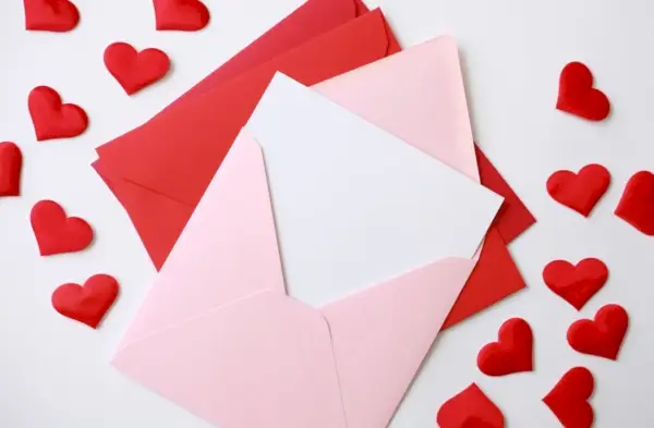 red and pink envelopes for valentine