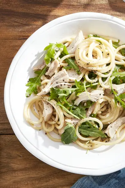 chicken arugula cacio e pepe