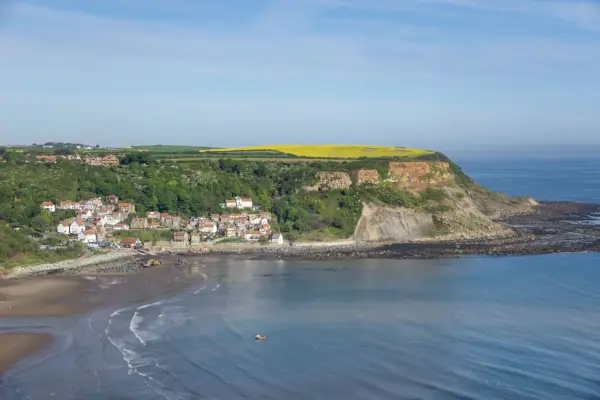 beautiful fishing village on the cleveland way path, north east england