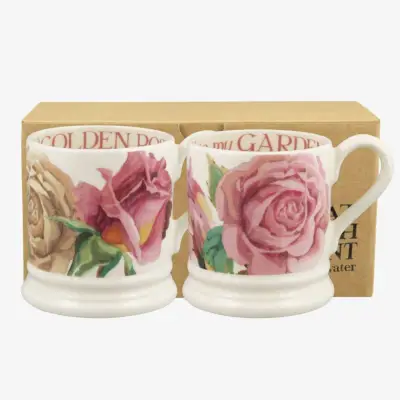 Roses Set Of 2 1/2 Pint Mugs Boxed