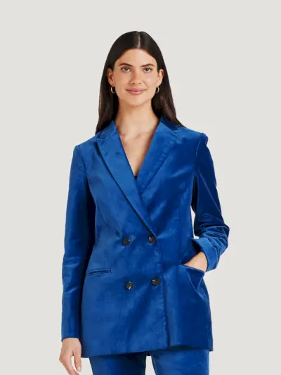 Alleegra Organic Cotton Velvet Jacket - Dark Sapphire Blue