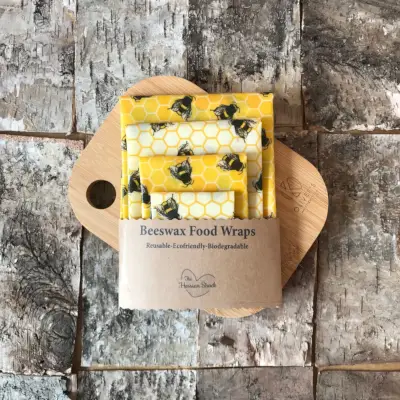 Set of 4 Beeswax Food Wraps - Bees