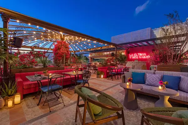 Moxy South Beach outdoor bar at night