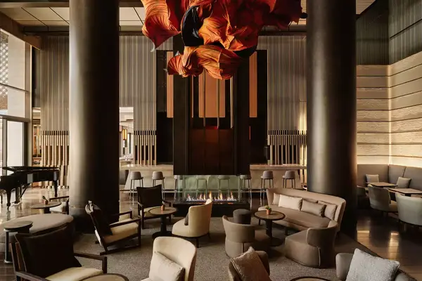 Interior of the lounge at Aman New York