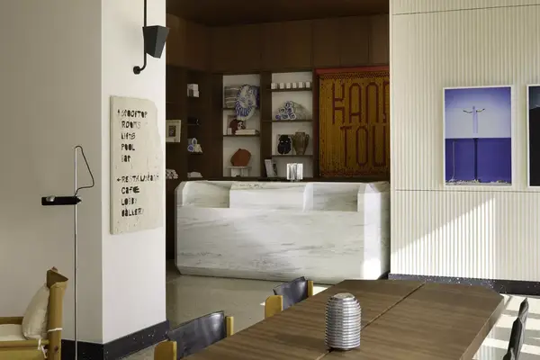 The lobby of a hotel in Athens, Greece