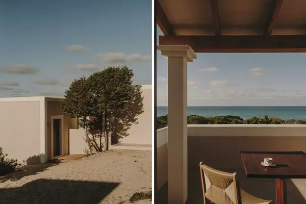 Pair of photos from a hotel on the Spanish island of Formentera