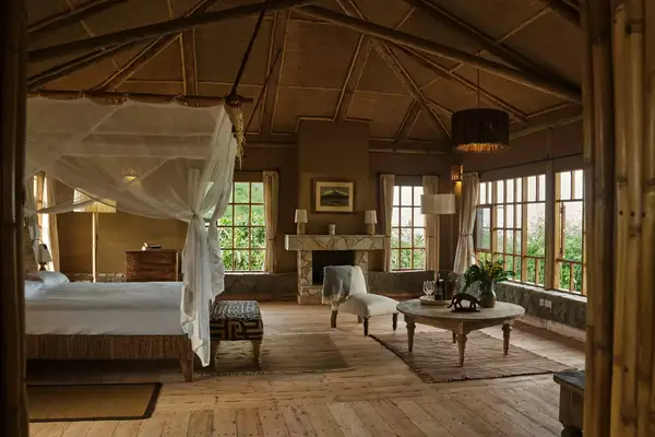 Interior of a guest bedroom at Kibale Lodge