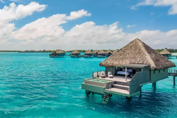 An overwater villa at a resort in Bora Bora